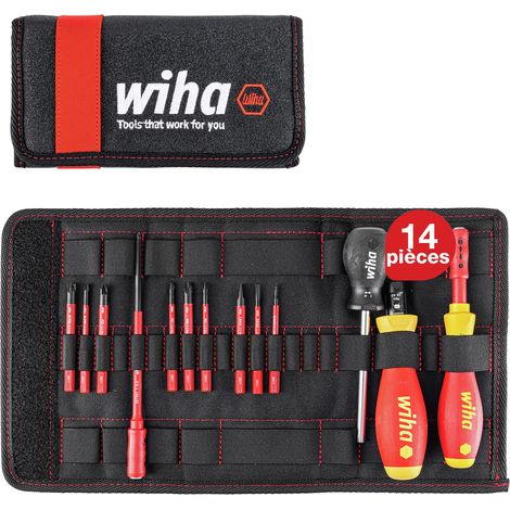 Wiha Jeu de tournevis dynamométriques TorqueVario®-S electric 0,8-5,0 Nm jeu mixte de 14 pcs à couple limité à réglage variable y compris une trousse repliable (40674) — photo 1