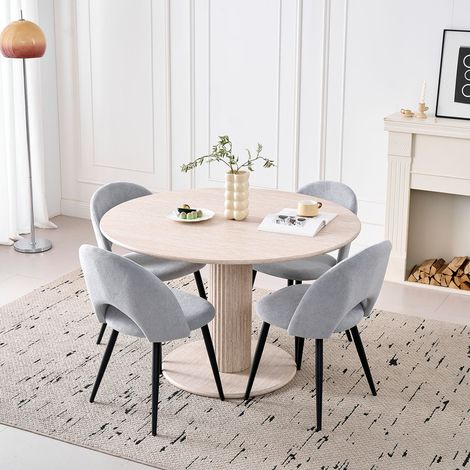 Wokaka Lot de 4 chaises de salle à manger - Chaise contemporaine - pieds en métal, velours(gris) — photo 2