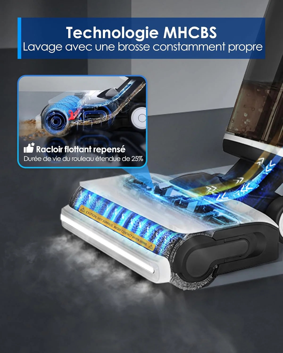 2026 Tineco Floor One S7 Steam Nettoyeur de Sols sans-Fil Balai Vapeur pour Saletés Collantes sur Sols Durs avec Écran Auto-N