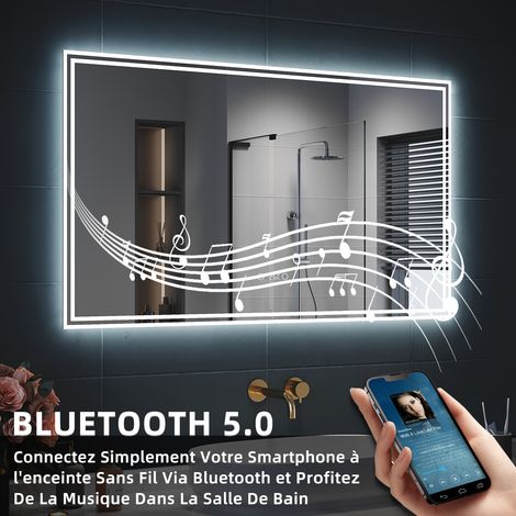 Miroir LED Salle de Bain Bluetooth 120x70cm - Miroir Lumineux avec Anti-buée, Affichage de l'Heure et Température，trois températures de couleur — photo 2