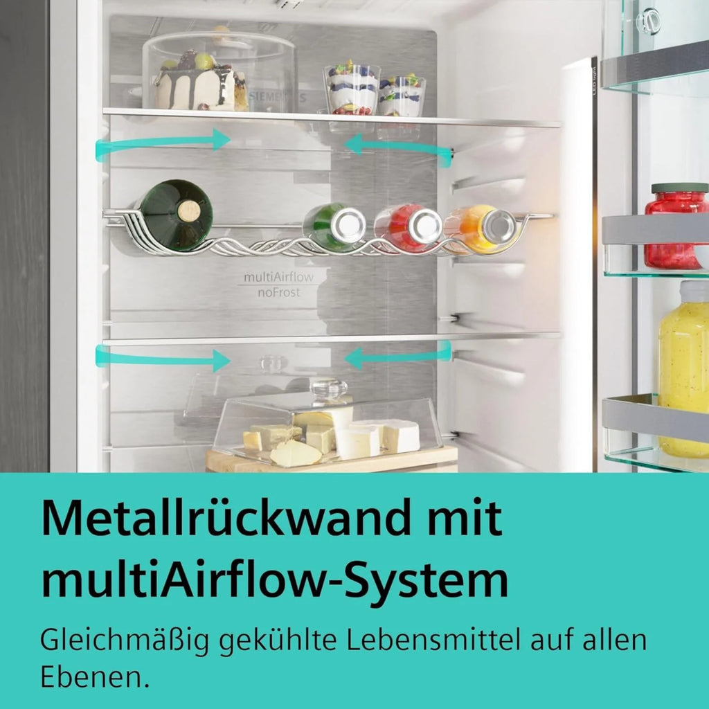 2026 SIEMENS KF96NVPEA iQ300 Multi-Door-Kühlschrank, 183 x 91 cm, 405 L Kühlen & 200 L Gefrieren, hyperFresh längere Frische