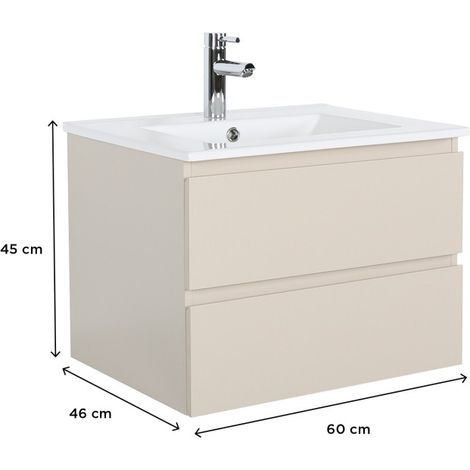 Mob-In – Meuble sous vasque 60 cm SORRENTO – 2 tiroirs de rangement – Panneau de particules mélaminé – Installation facile — photo 3