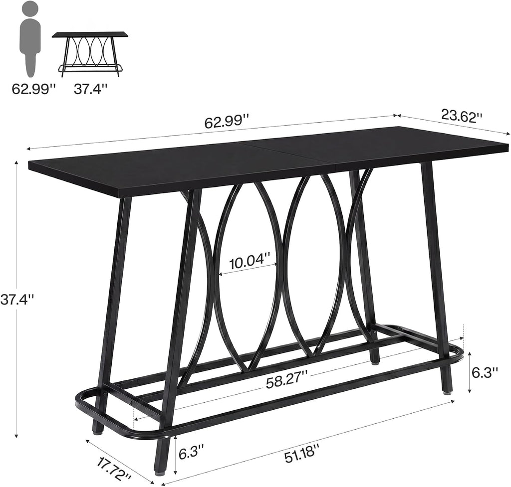Tribesigns Console de 160 cm de long style campagne moderne, Table d'entrée étroite avec structure en métal