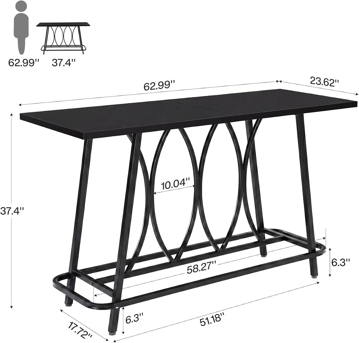 Tribesigns Console de 160 cm de long style campagne moderne, Table d'entrée étroite avec structure en métal