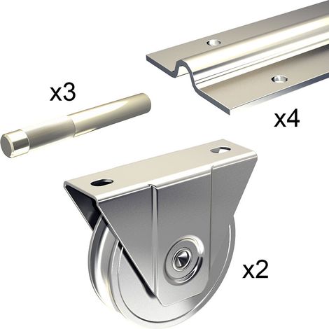 Slid'Up By Mantion – Kit coulissant pour portail 4 m – 4 rails acier galvanisé 1,95 m – 2 galets Ø 16 mm – Charge max 400 kg — photo 2
