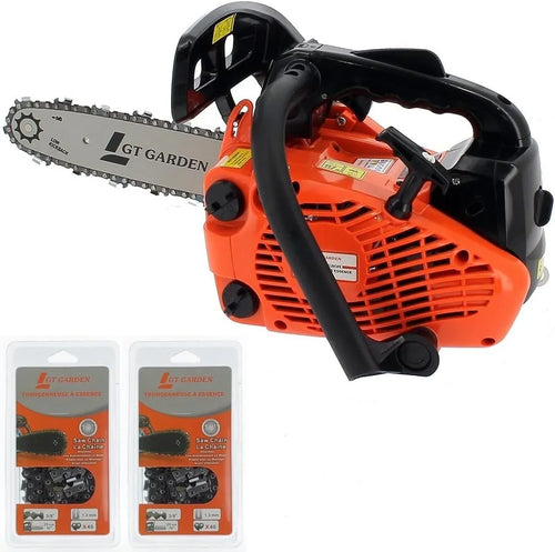 2026 GT GARDEN Tronçonneuse élagueuse thermique 25 cm3, 1 CV, guide 26 cm, 2 chaînes(Orange/Noir)