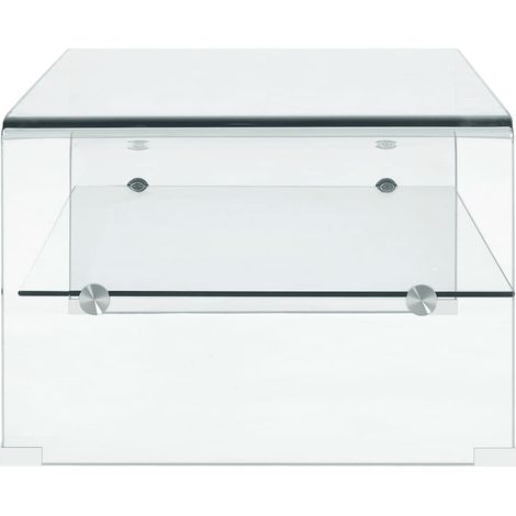 Vidaxl – Table basse fixe en verre trempé 98x45x31 cm – Épaisseur 10 mm – Avec étagère intégrée – Style contemporain — photo 3