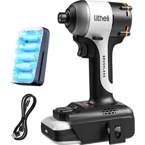 Litheli – Visseuse sans fil 20V – Couple 230Nm – Batterie Li-ion 10 000mAh – 3 modes – Embout 6,35mm – Lumière LED pour matériaux variés