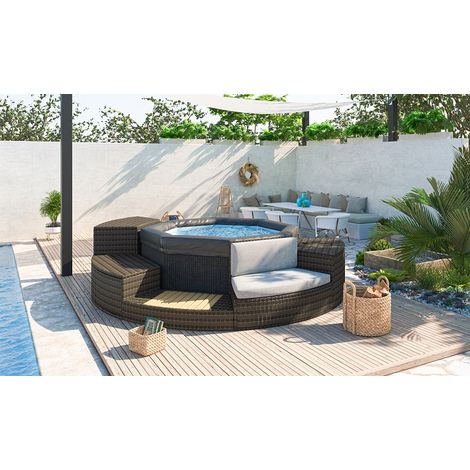 Netspa – Spa portable semi-rigide Octopus 6 places – Dimensions Ø 193 cm x H 73 cm – Moteur intelligent avec filtration et chauffage – Pack mobilier 5 modules — photo 2