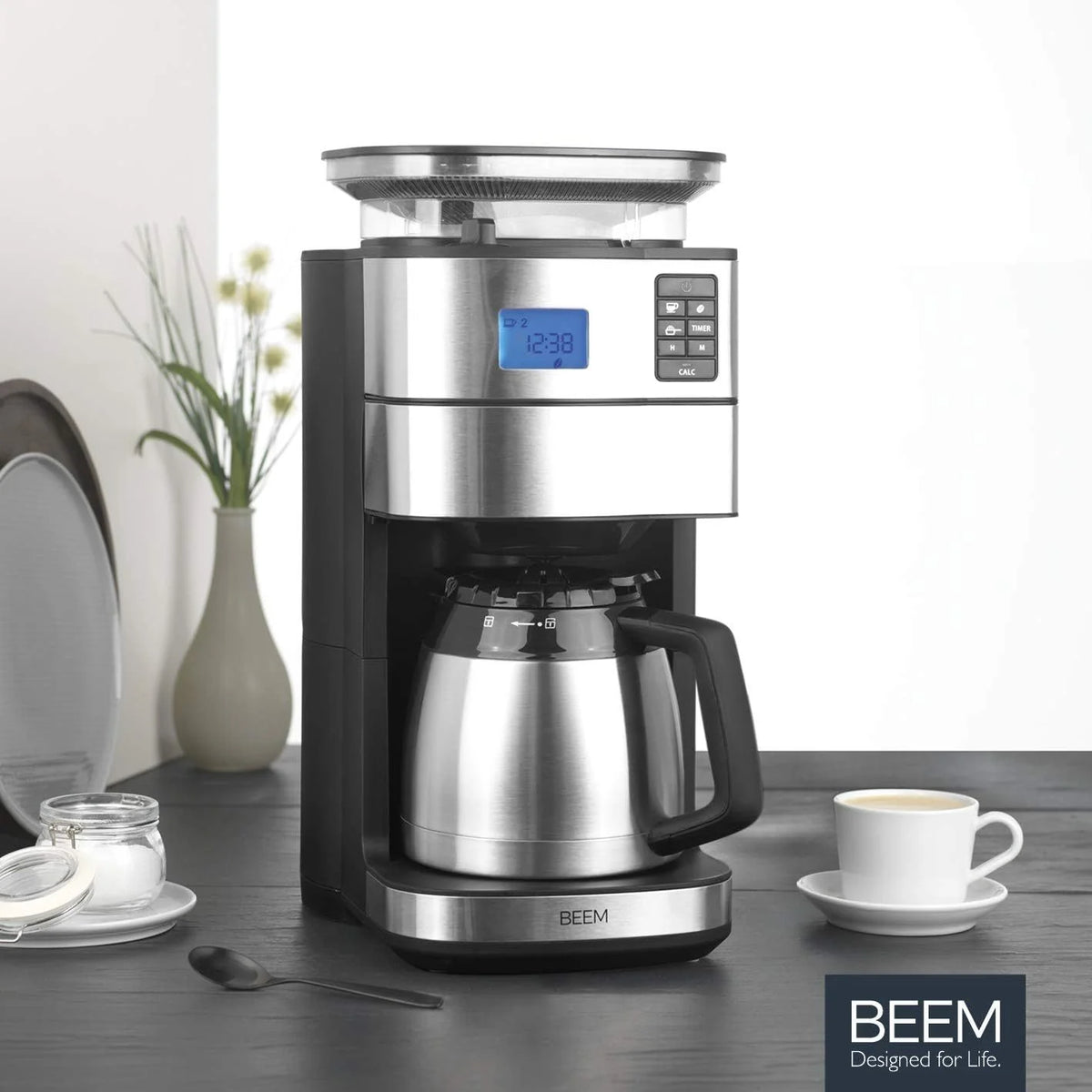 2026 BEEM FRESH-AROMA-PERFECT II Filterkaffeemaschine mit Mahlwerk - Thermo | Edelstahl | Thermokanne | 24h-Timer | 1000 W |