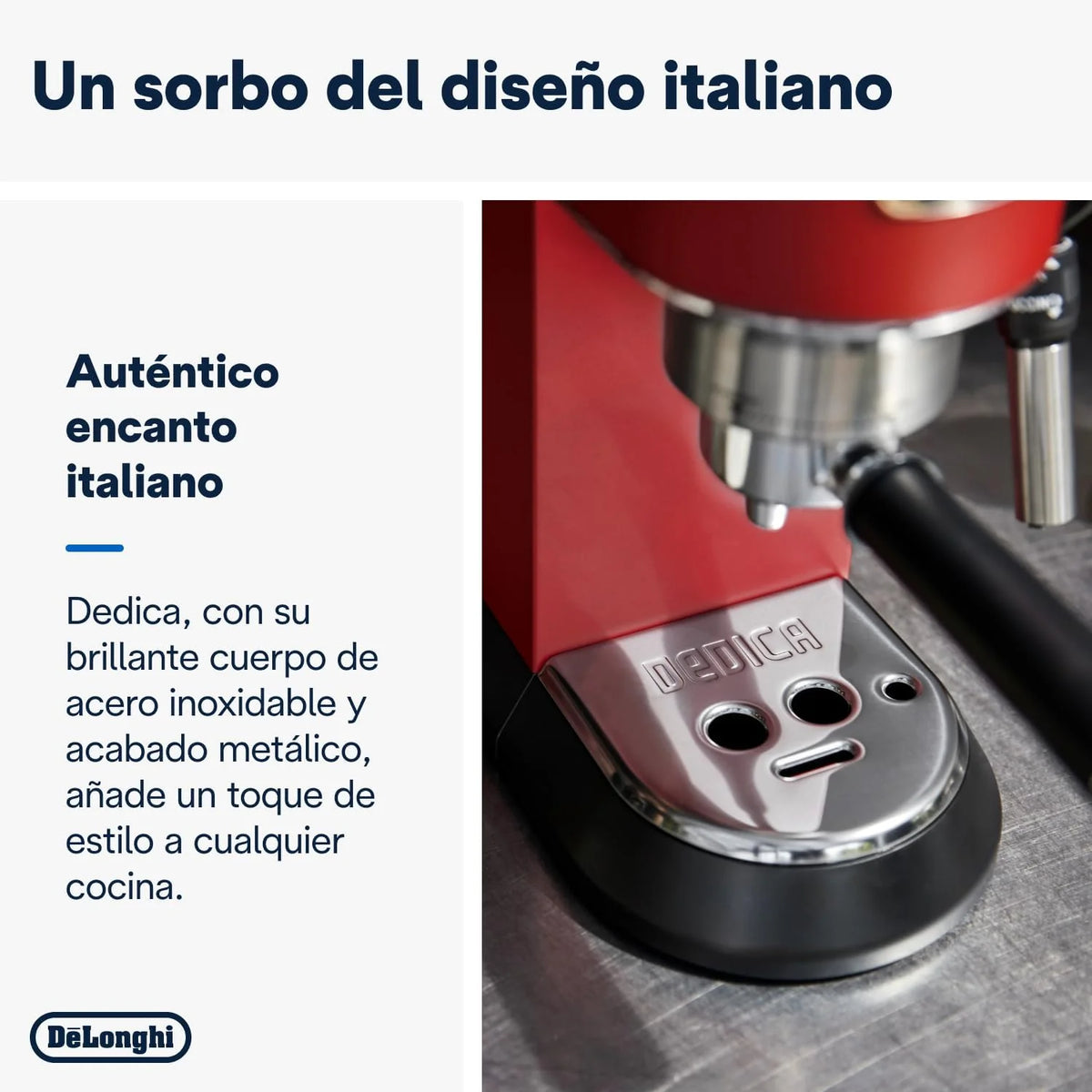 2026 De'Longhi Dedica – Cafetière à pompe en acier inoxydable pour café moulu ou individuel, expresso et cappuccino, réservoi