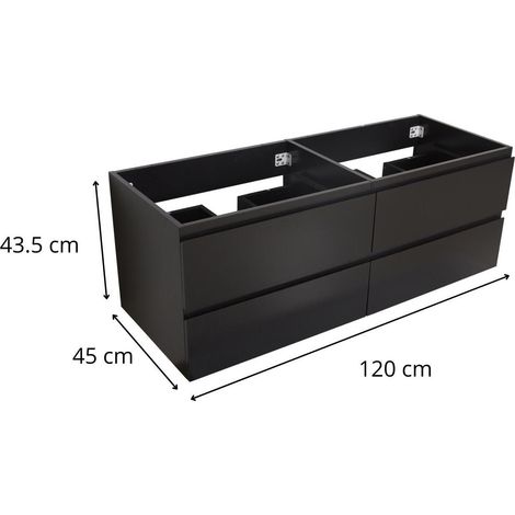 Mob-In – Meuble sous vasque double suspendu 120 cm – 4 tiroirs avec fermeture progressive – Panneau mélaminé – Installation facile — photo 3