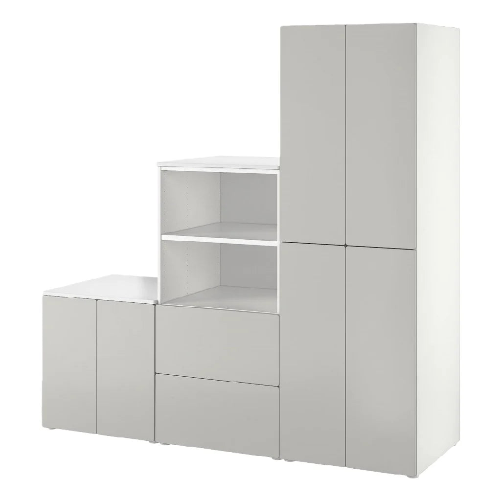 2026 Armoire modulaire blanche avec rangements ouverts et fermés