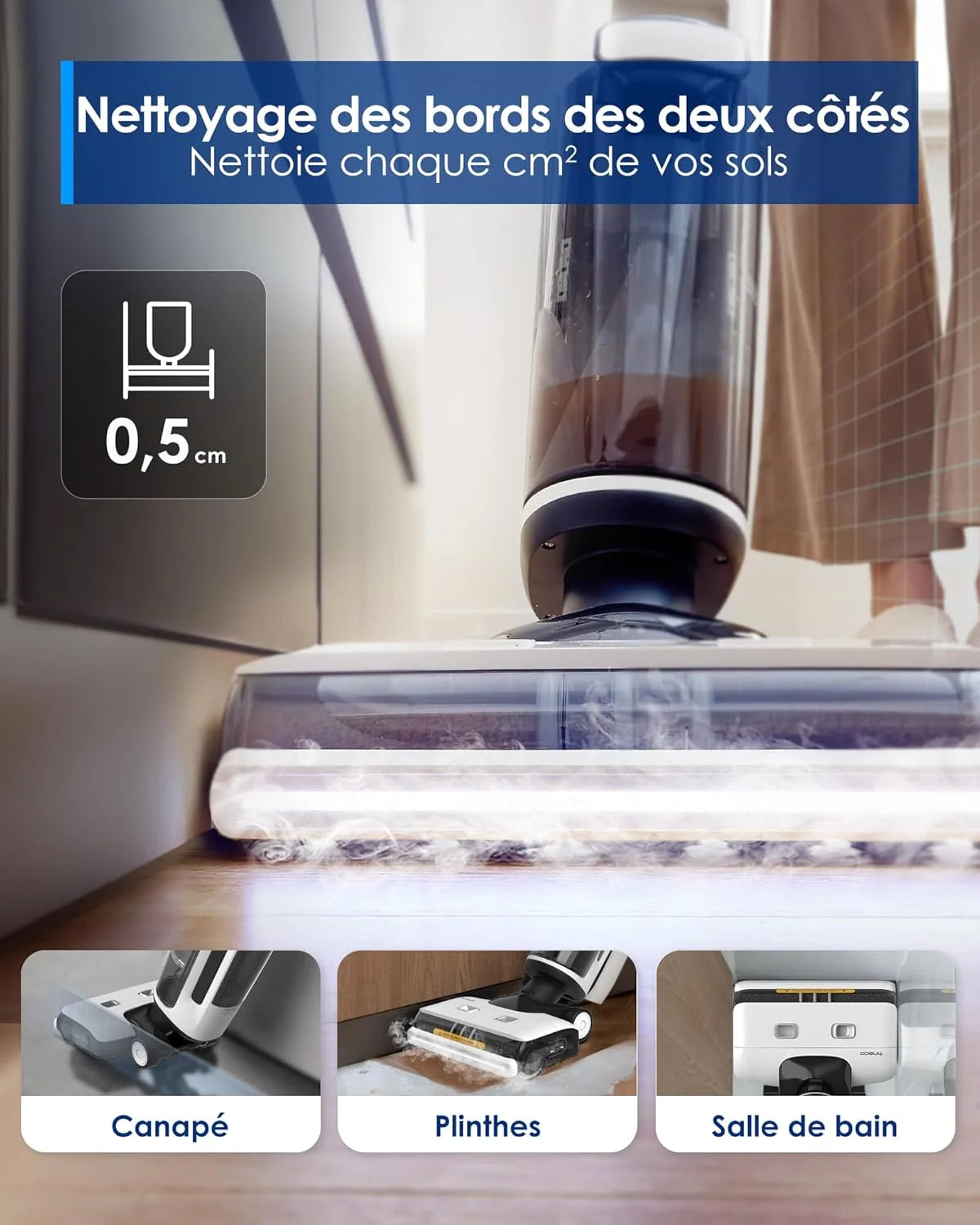 2026 Tineco Floor One S7 Steam Nettoyeur de Sols sans-Fil Balai Vapeur pour Saletés Collantes sur Sols Durs avec Écran Auto-N
