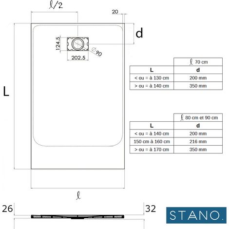 Receveur de douche 80 x 140 cm extra plat blanc PIATTO en SoliCast® – Surface ardoisée — photo 6