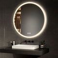 EMKE Miroir salle de bain rond avec éclairage avec Interrupteur tactile, Anti-buée, 3 Couleurs de lumière, Dimmable, Fonction mémoire, 80cm diamètre — photo 1