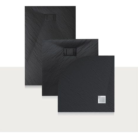 Idralite – Receveur de douche rectangulaire 80x160 cm – Anthracite effet pierre – Extraflat 2,6 cm – Installation au ras du sol ou en applique — photo 5