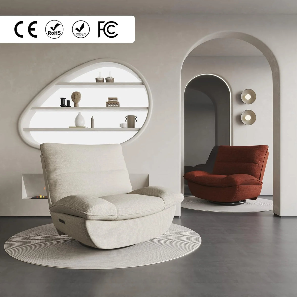 2026 Fauteuil inclinable FLEXISPOT XC6, canapé pivotant à bascule, fauteuil TV avec dossier réglable, fauteuil inclinable pou