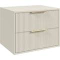 Badplaats – Meuble sous vasque 60 cm avec 2 tiroirs – Finition cashmere – Montage facile – Ouverture murale pour évacuation — photo 1