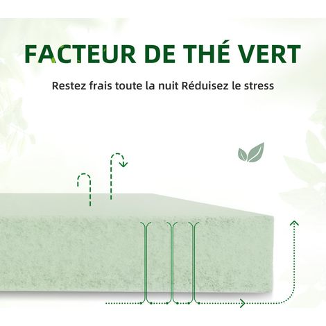 Homavo – Matelas ressorts ensachés 180x200cm – 22cm d'épaisseur – 7 zones ergonomiques – Soutien moyen H3 – Infusé de thé vert antibactérien — photo 4