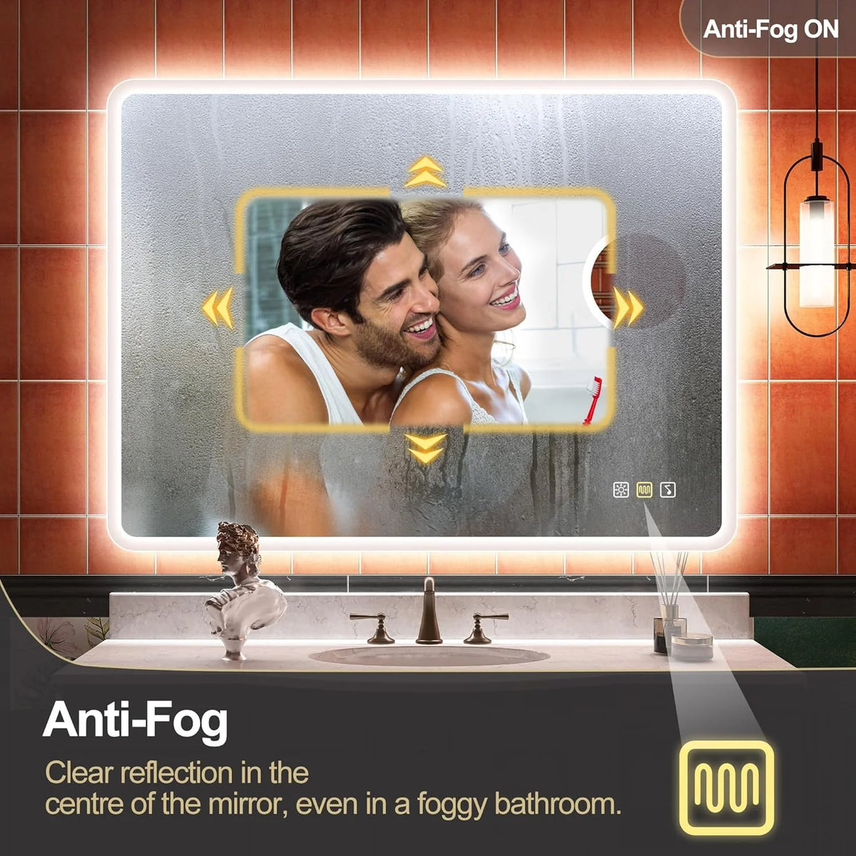 2026 Miroir de salle de bain S'bagno avec éclairage 1200 x 700 mm, IP44, LED, Bluetooth, antibuée, 3 couleurs de lumière (3 0