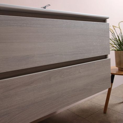 Meuble de salle de bains double lavabo KIAMAMI VALENTINA - 120 cm - Orme - Avec miroir — photo 3