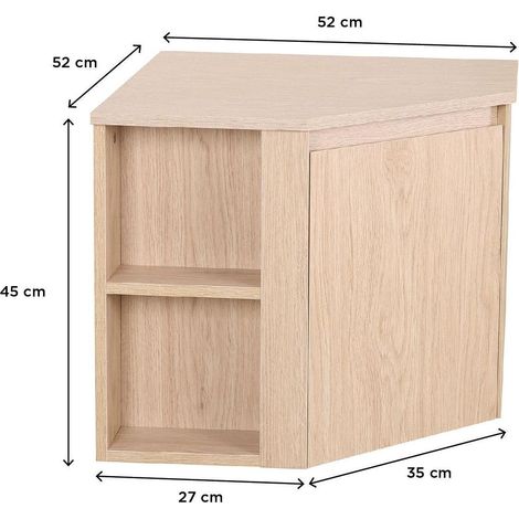 Mob-In – Meuble sous vasque d'angle 52x45 cm – Panneau de particules mélaminés – Compatible vasque ronde jusqu'à 37 cm – Rangement optimisé — photo 3