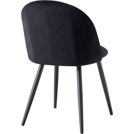 Wokaka Lot de 6 chaise de salle à manger - velours Chaise de salon Coussins Doux en Velours Assise(Noir) — photo 3