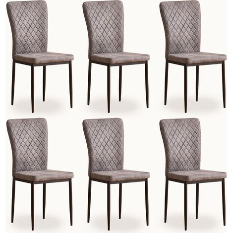 Jymtom – Lot de 6 chaises en tissu daim gris clair – Dossier capitonné ergonomique – Pieds en métal – Charge max 120 kg — photo 1