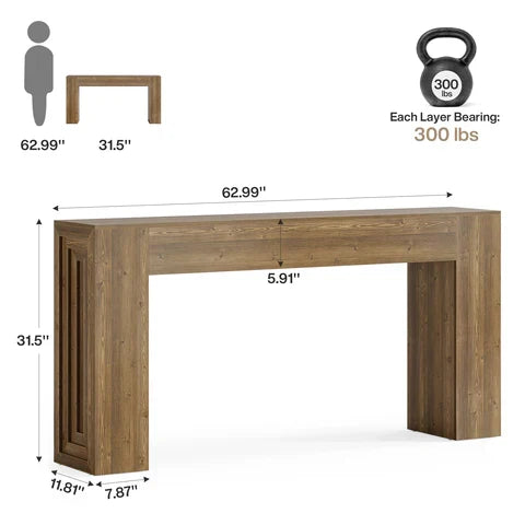 Tribesigns Table console 160 cm, Table de canapé rustique Table de couloir avec pieds robustes