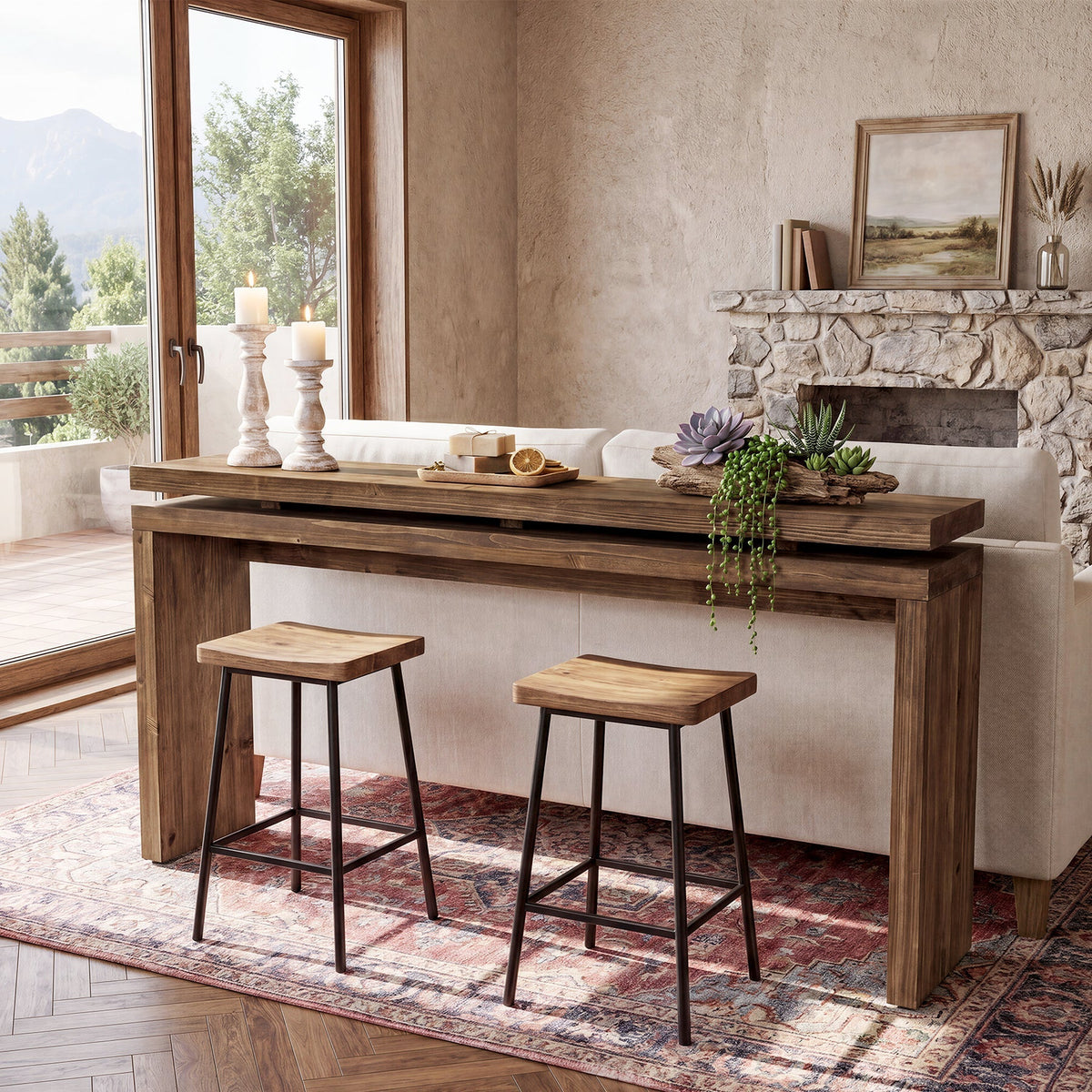 Tribesigns Console en bois massif de 160 cm, Table d'entrée étroite de style champêtre