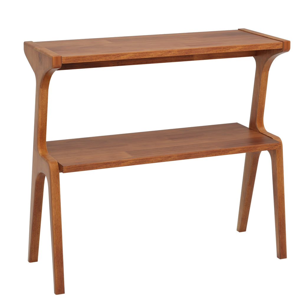 Tribesigns Table basse étroite, Table basse mince à 2 niveaux avec étagère de rangement