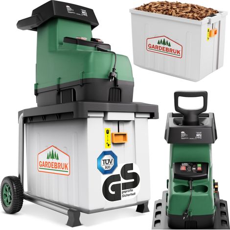 Broyeur de végétaux silencieux 3100 W Broyeur de jardin avec bac de ramassage 60L Branches 45 mm — photo 1