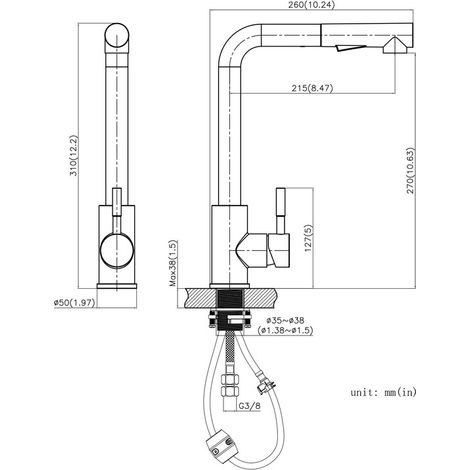 CECIPA  2 en 1 Évier 1 Bac Inox 50 x 45 x 18,5 cm + Robinet de Cuisine Inox Extractible (Sans distributeur de savon) — photo 5