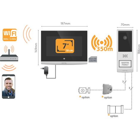 Extel – Visiophone connecté sans fil 350m – Application smartphone – Installation rapide – Éco-conçu avec plastique recyclé — photo 2