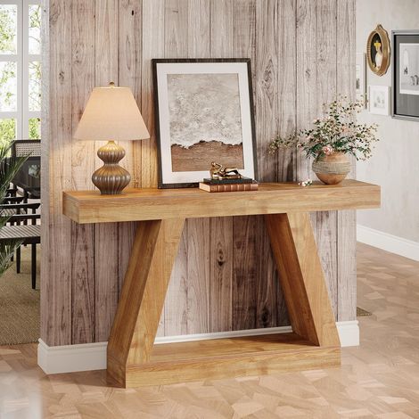 Tribesigns – Table console d'entrée 140 x 30 x 80 cm – Bois de ferme marron – Rangement intégré pour entrée, salon, couloir – Style rustique — photo 3