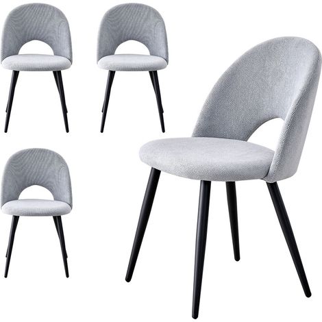 Wokaka Lot de 4 chaises de salle à manger - Chaise contemporaine - pieds en métal, velours(gris) — photo 1