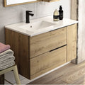 Meuble de salle de bain 80cm vasque déportée - 2 tiroirs - sans miroir - roble (chêne clair) - KING — photo 1