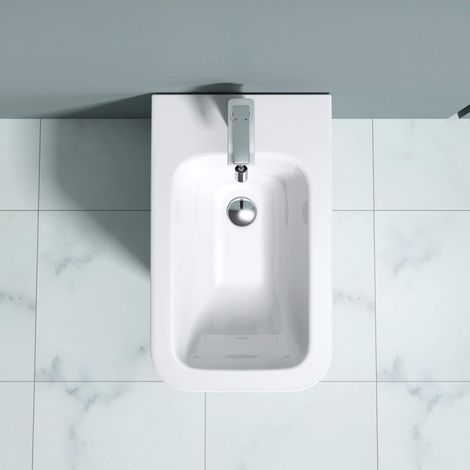 Doporro – Bidet sur pied en céramique blanc 36x55x41cm – Revêtement nano pour entretien facile – Conception sans rebords pour nettoyage rapide - ren112 — photo 3