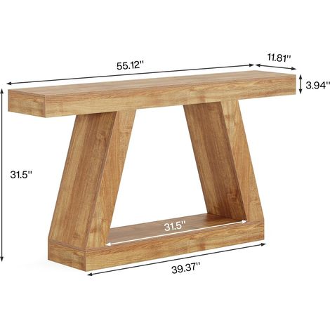 Tribesigns – Table console d'entrée 140 x 30 x 80 cm – Bois de ferme marron – Rangement intégré pour entrée, salon, couloir – Style rustique — photo 5