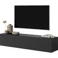 Selsey – Meuble TV 140 cm noir – Façade biseautée – Panneau stratifié résistant à l'humidité – 2 armoires spacieuses pour rangement — photo 1