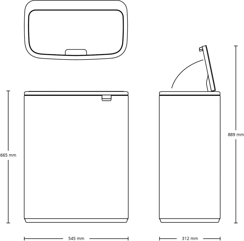 2026 Poubelle Brabantia, acier mat, anti-traces de doigts, 2 x 30 L