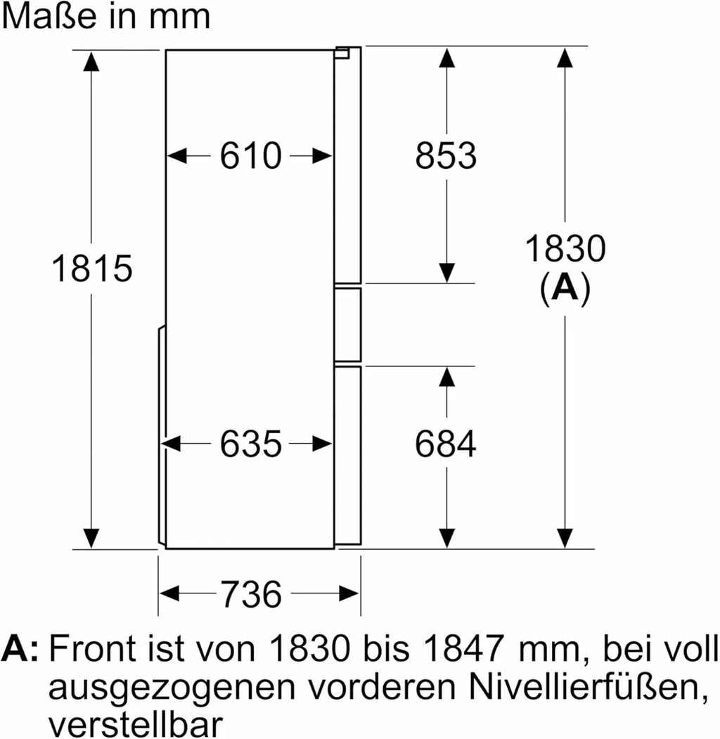 2026 SIEMENS KF96NVPEA iQ300 Multi-Door-Kühlschrank, 183 x 91 cm, 405 L Kühlen & 200 L Gefrieren, hyperFresh längere Frische