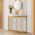 Tribesigns Table console dorée, Table de couloir en imitation marbre