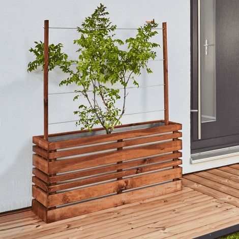 Bac à fleurs en bois avec treillis Lign Z - 100 x 30 x 130 cm — photo 3