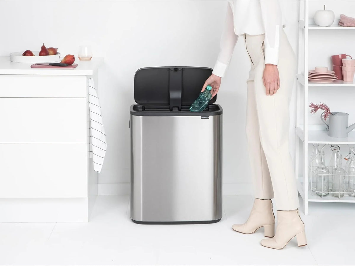 2026 Poubelle Brabantia, acier mat, anti-traces de doigts, 2 x 30 L