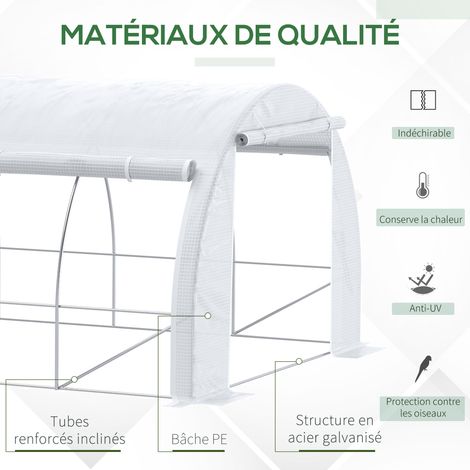 Outsunny – Serre tunnel 18 m² – Châssis acier galvanisé – Bâche anti-UV 140 g/m² – Dimensions 5,97x3x2m – 12 fenêtres zippées — photo 3