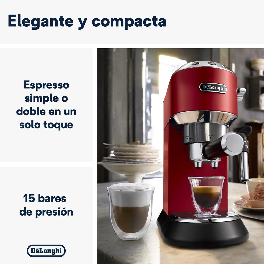 2026 De'Longhi Dedica – Cafetière à pompe en acier inoxydable pour café moulu ou individuel, expresso et cappuccino, réservoi