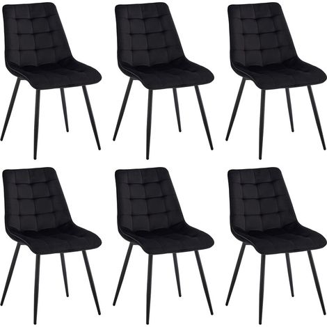 Wokaka Lot de 6 chaises en Velours - chaises de salle à manger style rétro,ergonomiques - 47 Lx43 Px50 H cm(noir) — photo 1