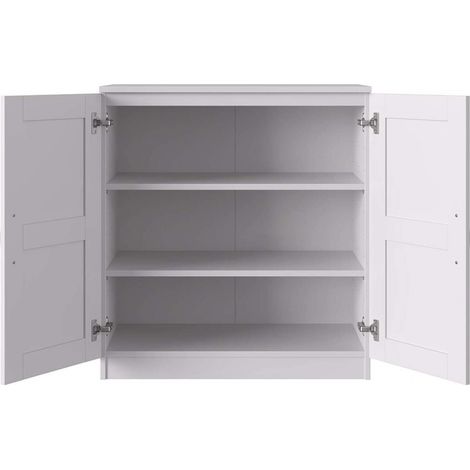 Abitare – Meuble vitrine 87 cm blanc mat – Structure panneaux composites – Dimensions L 80 x P 44,5 x H 87 cm – Design moderne et rangement pratique — photo 2
